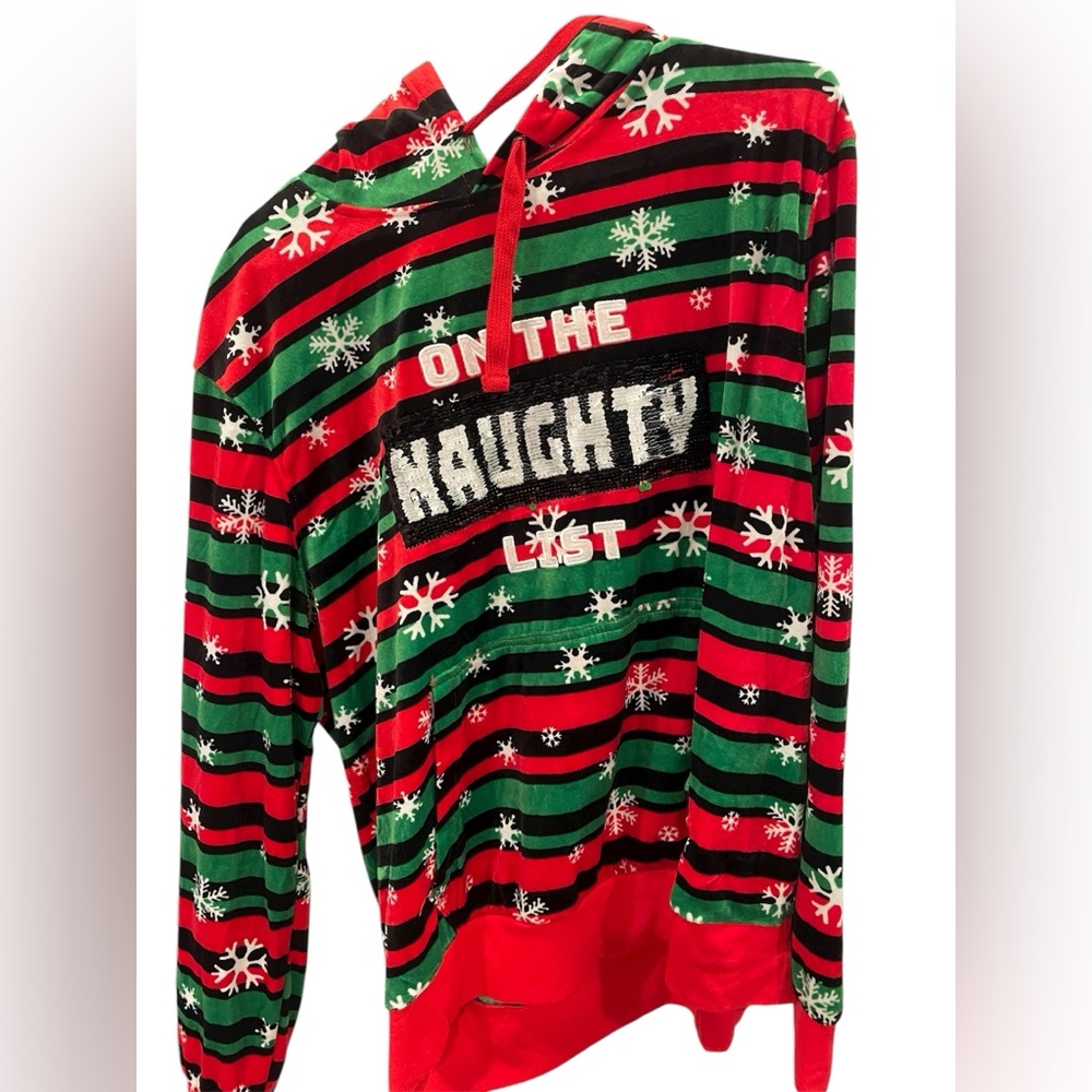Christmas Festive Adult Pajamas - Red, Green, Black Stripes